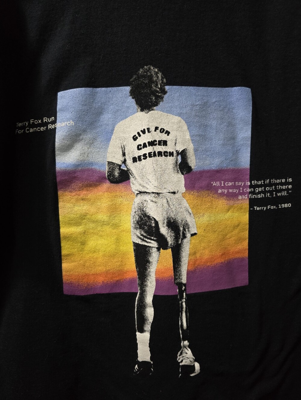 Adidas Terry Fox Run 'Give for Cancer Research' Graphic Tee - Black Size Medium